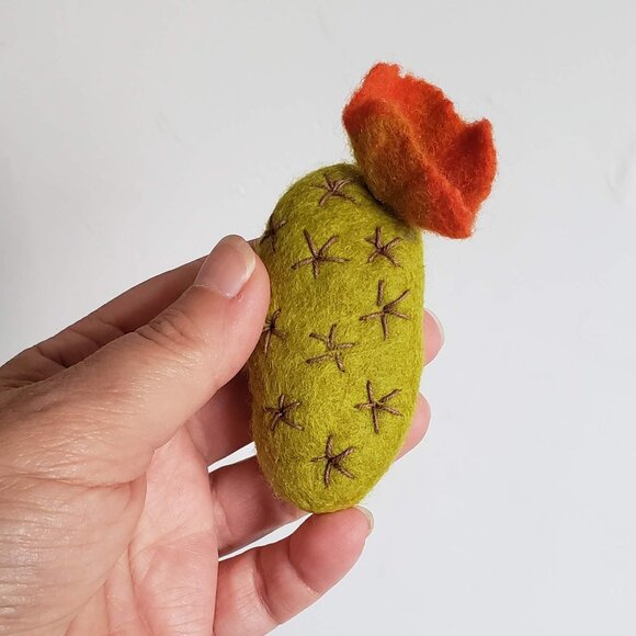 Wool Needle Felt CACTUS FLOWER Succulent Brooch Colorful Happy Fun - Picture 7 of 10